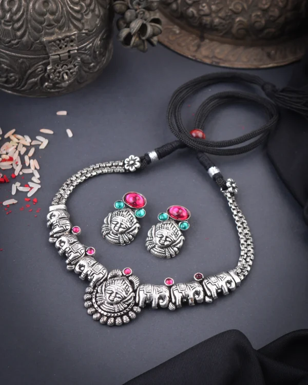 Oxidised Durga Maa Deligate Necklace