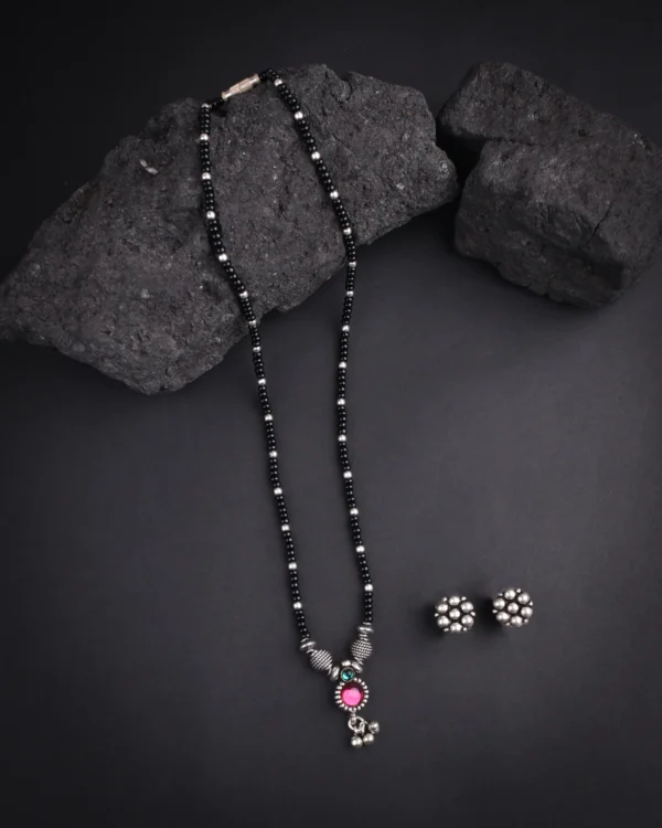 Oxidised Round Stone Mangalsutra