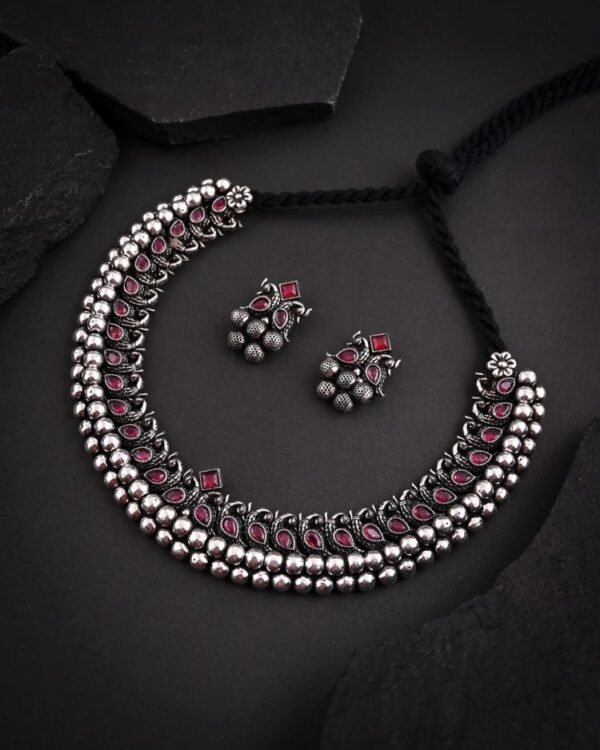 Oxidized K Peocock Wajratika Traditional Necklace