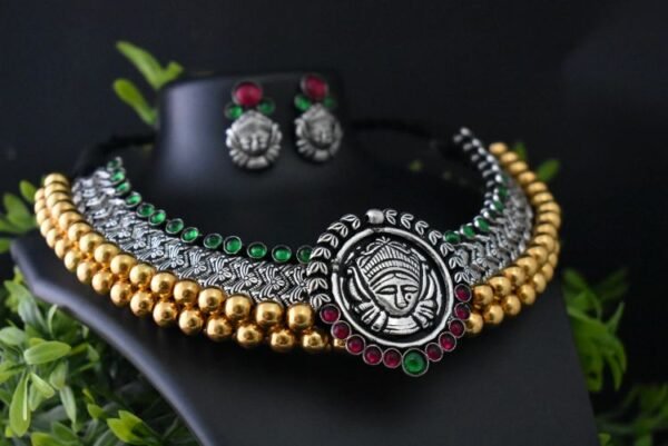 Oxidized K Durga Wajratika Traditional Necklace