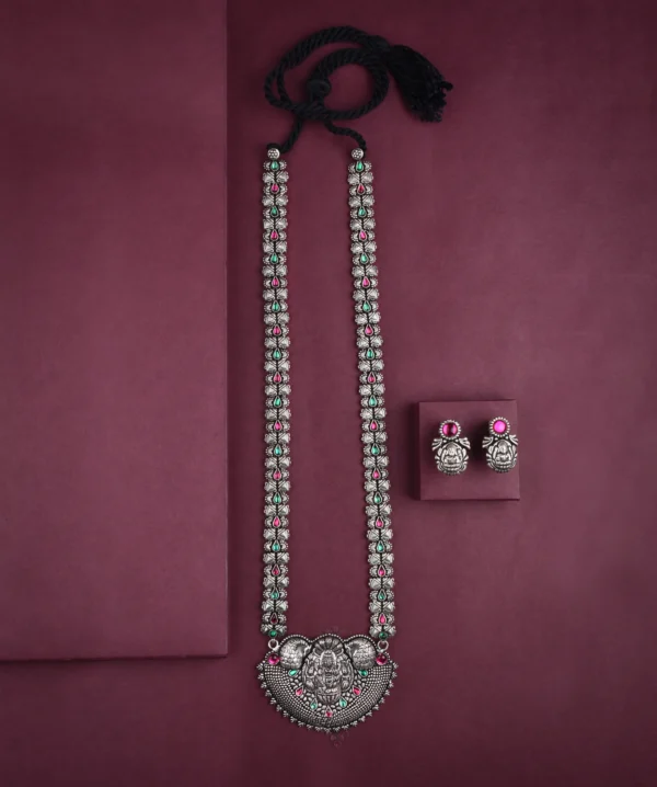 Oxidised Temple Long Necklace