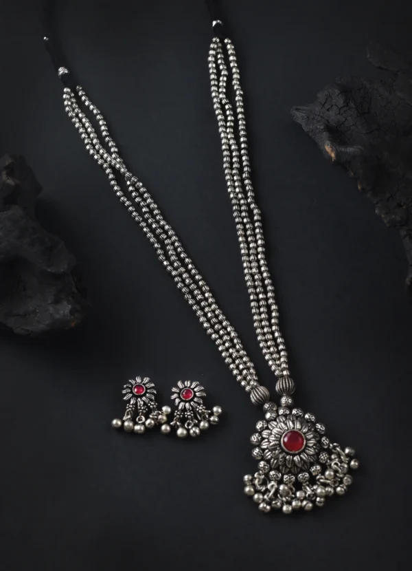 Oxidised K Jundlepot Layred Necklace