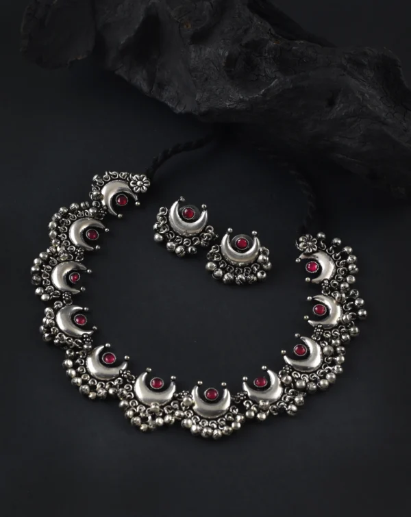 Ethnic Oxidised K Chand Ghungroo Necklace set