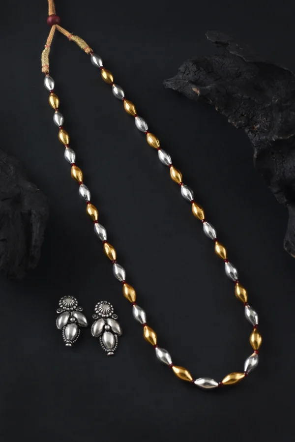 Oxidised Ganga Jamuna Kolhapuri Bormala dual-tone Necklace