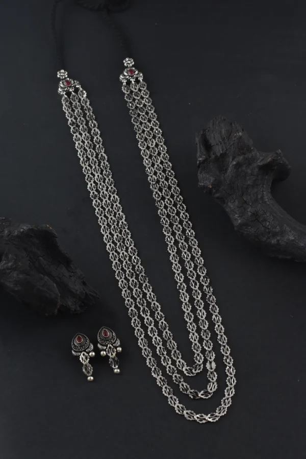 Oxidised Kolhapuri 3 layer Pohahaar Necklace