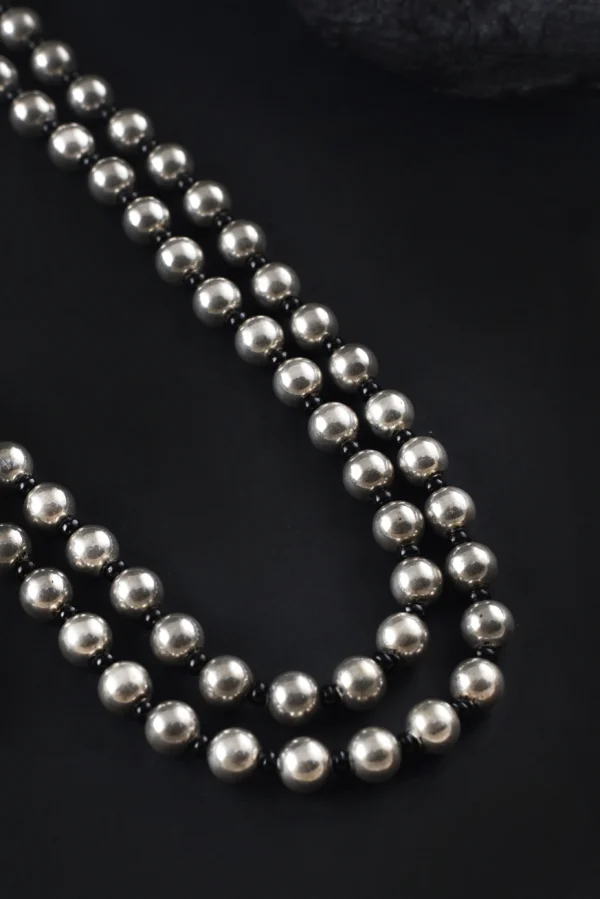 Oxidised Two Layer Ethnic Round Boll Long Mala